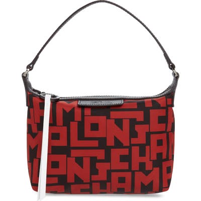 Lonchamp Mini Le Pliage Logo Nylon Shoulder Bag - Black