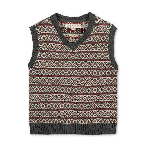Hope & Henry Boys' Organic Intarsia Sweater Vest, Kids In Merry Intarsia Stripe