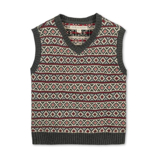 HOPE & HENRY HOPE & HENRY BOYS' ORGANIC INTARSIA SWEATER VEST, KIDS 