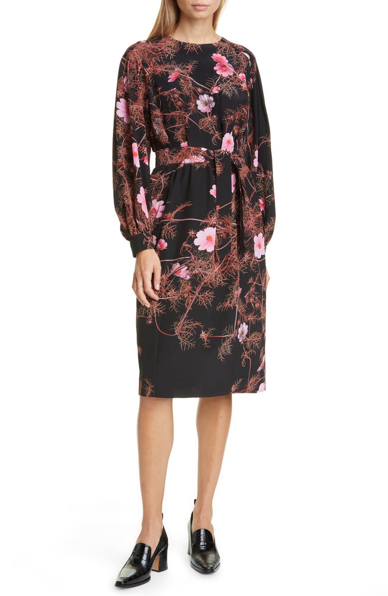 Dries Van Noten Dizan Floral Print Long Sleeve Silk Dress | Nordstrom