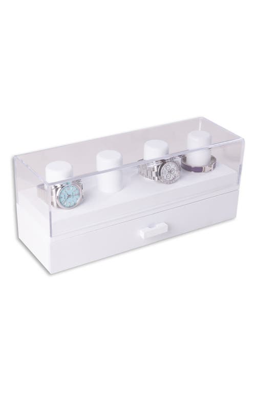 Bey-berk Wood & Acrylic Watch Case In White