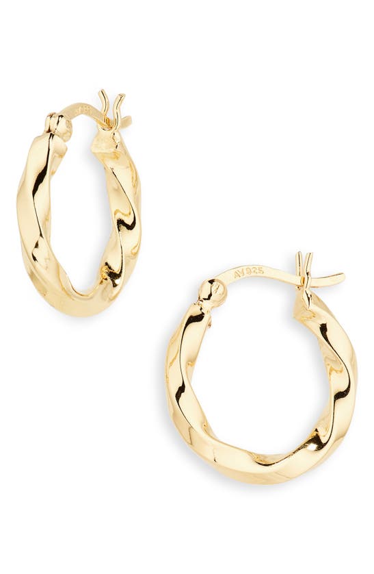 Shop Argento Vivo Sterling Silver Small Twist Hoop Earrings In Gold