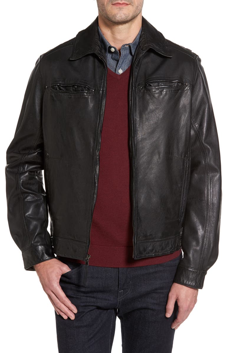 Missani Le Collezioni Contemporary Fit Washed Leather Jacket | Nordstrom