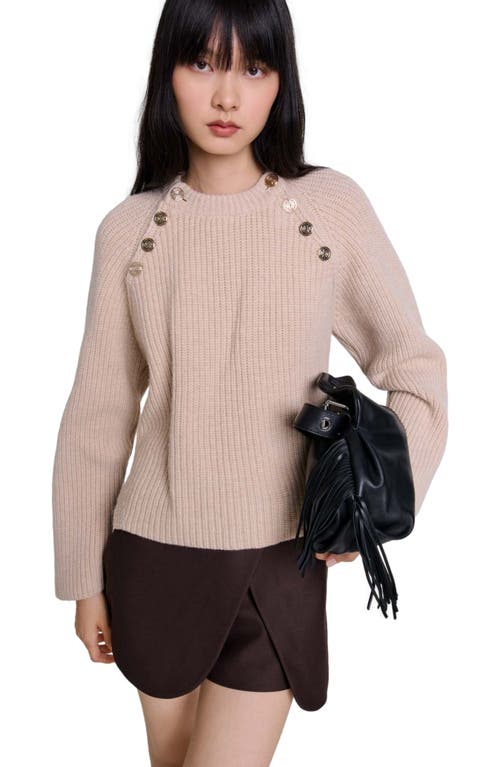 Maje Womens Bruns Button-embellished High-rise Wrap Stretch-knit Mini Skirt In Brown