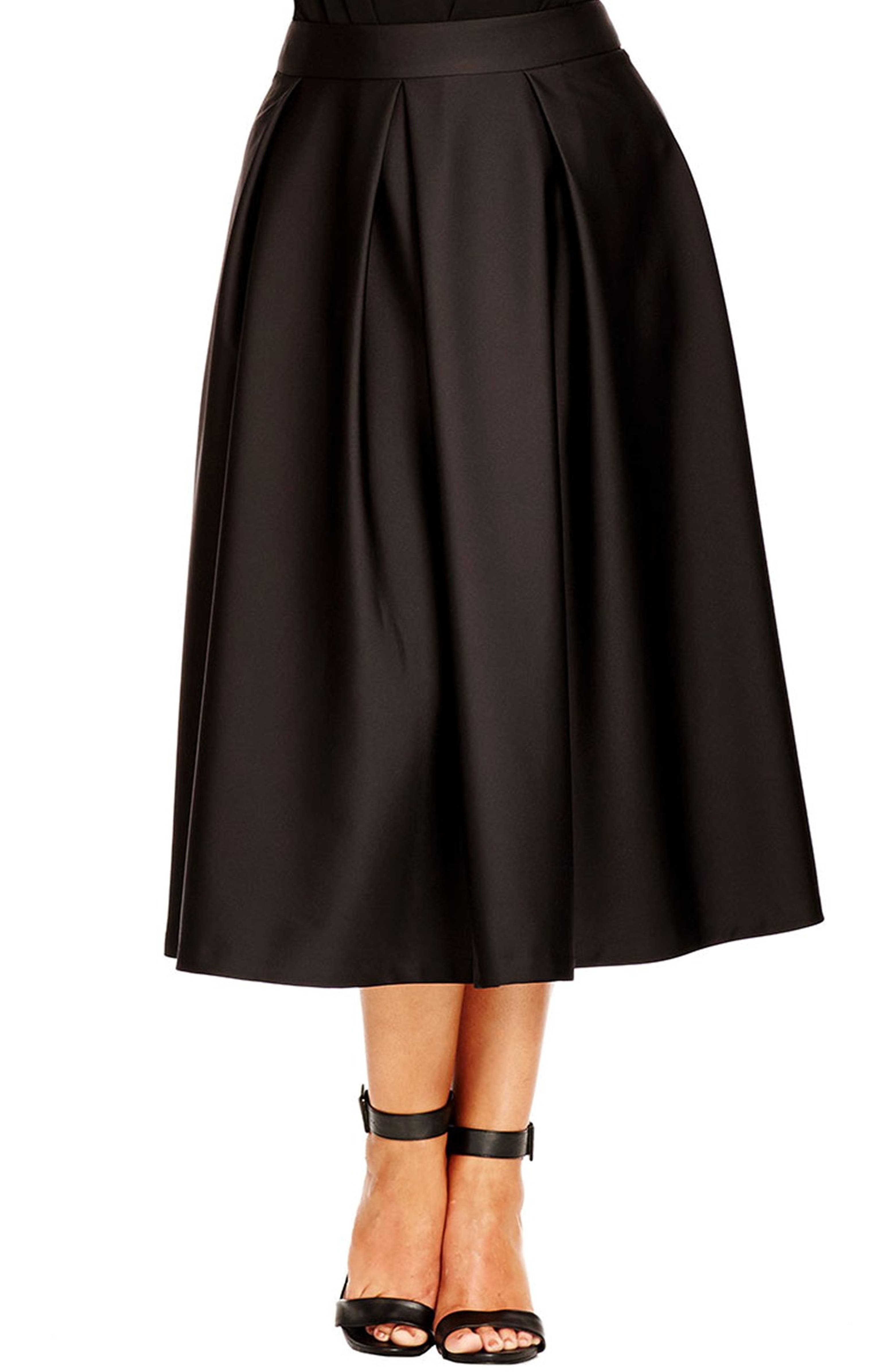 City Chic Sateen Midi Skirt (Plus Size) | Nordstrom
