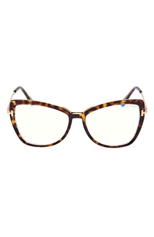 TOM FORD 55mm Butterfly Blue Light Blocking Glasses in Havana/other at Nordstrom