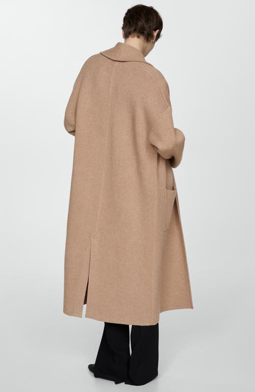 Mango Oversize Long Cardigan In Medium Brown