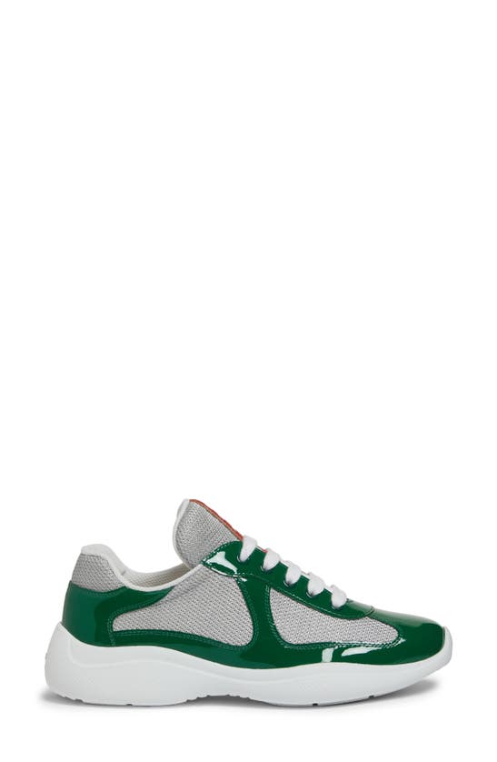 Prada America's Cup Vernice Patent Runner Sneakers In Verde