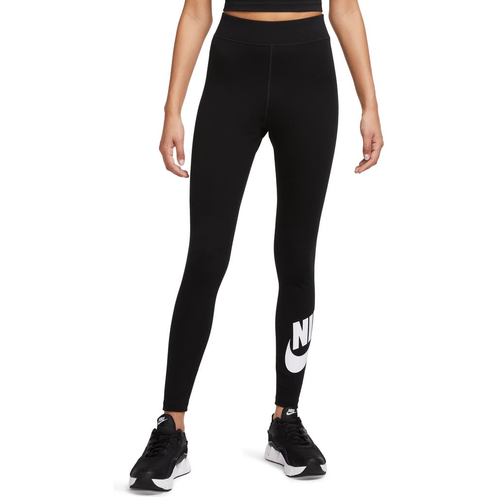 Nike Sportswear Classics High Waist Graphic Leggings In Black/white