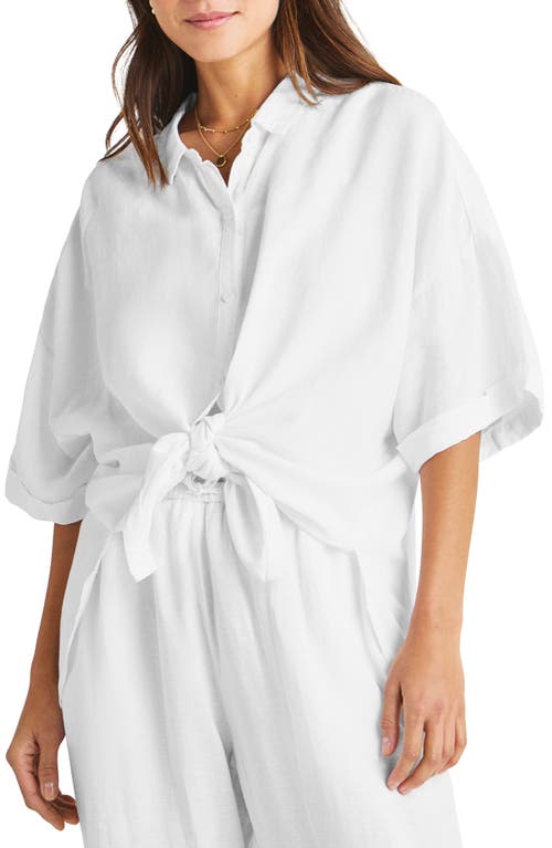 Splendid Dawson Elbow Sleeve Linen Blend Button-Up Shirt at Nordstrom,