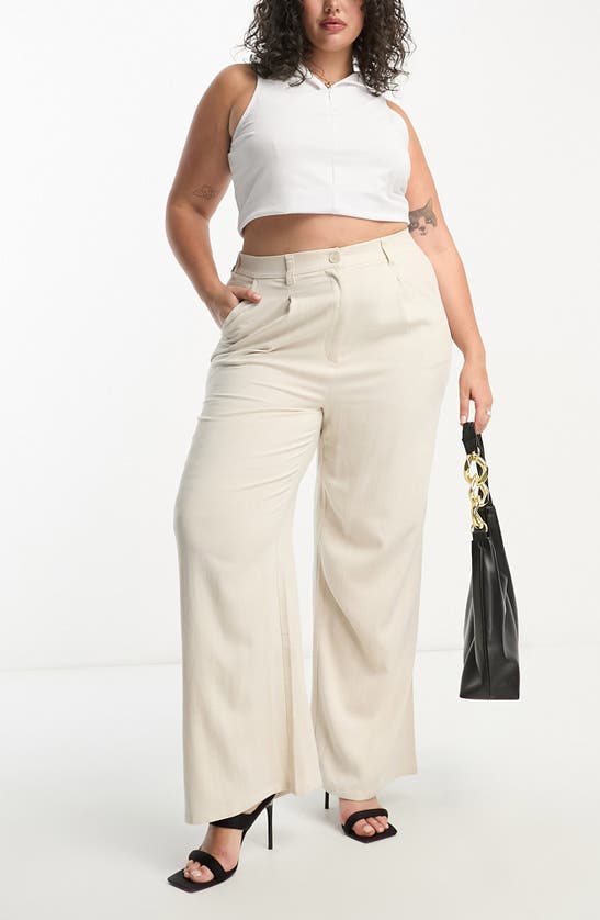 ASOS DESIGN CURVE PLEATED WIDE LEG TROUSERS