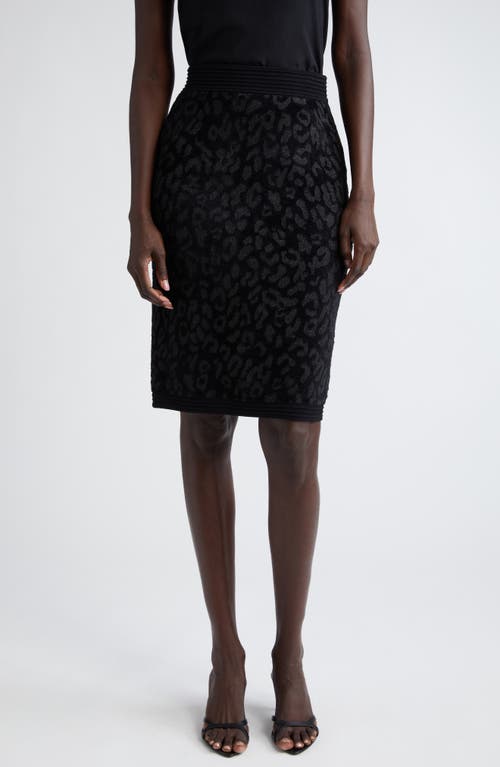 St. John Evening Metallic Leopard Jacquard Knit Black at Nordstrom,