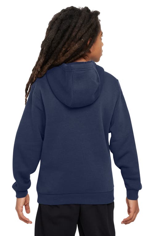 Shop Nike Kids' Sportswear Club Logo Hoodie In Midnight Navy/white