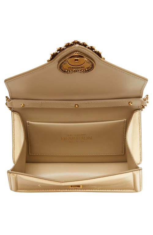 Dolce & Gabbana Mini Devotion Laminated Leather Bag In Gold