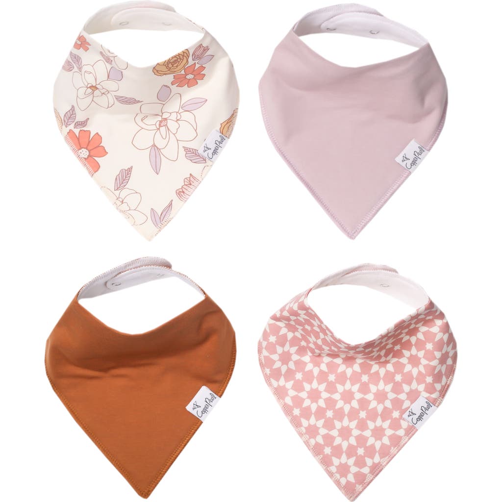 Copper Pearl Ferra Assorted 4-pack Cotton Bib Set In Orange