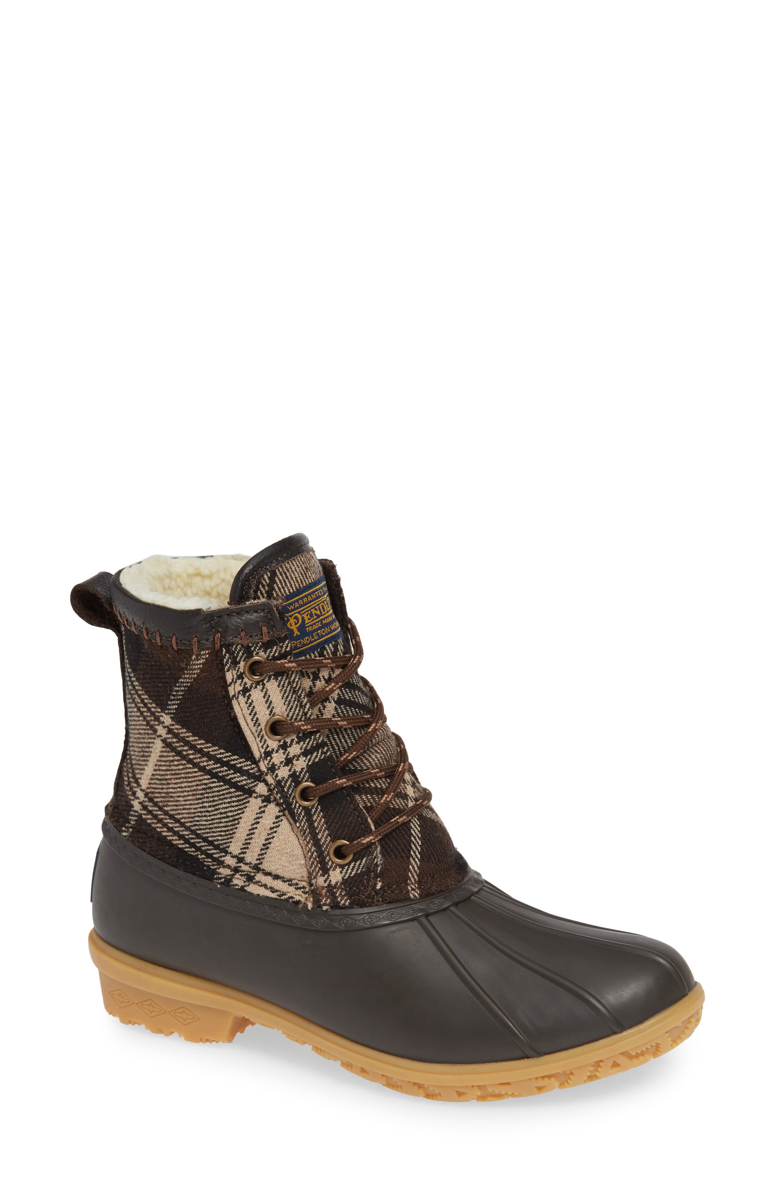 plaid duck boots