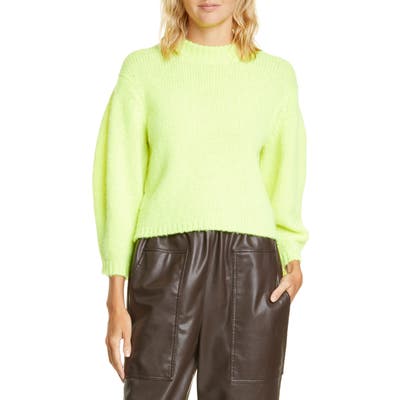 Tibi Cozette Alpaca & Wool Blend Crop Sweater, Yellow