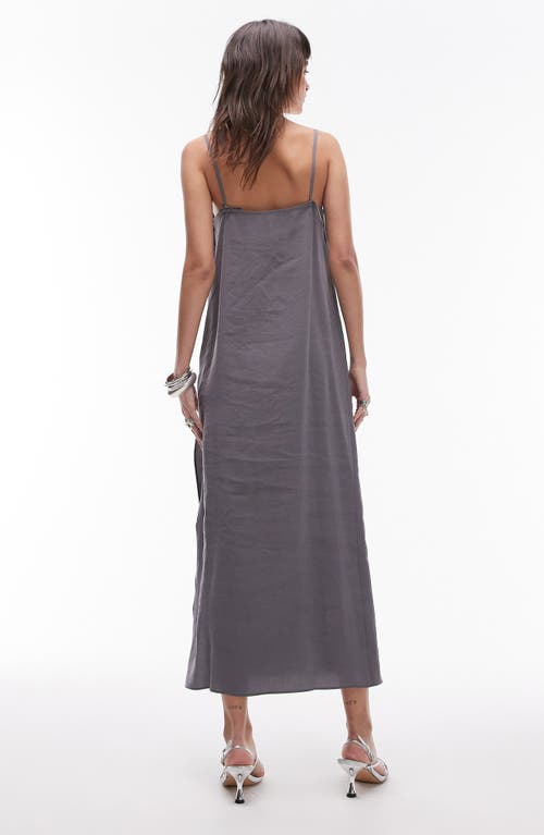 Shop Topshop Tie Strap Woven Sundress In Grey