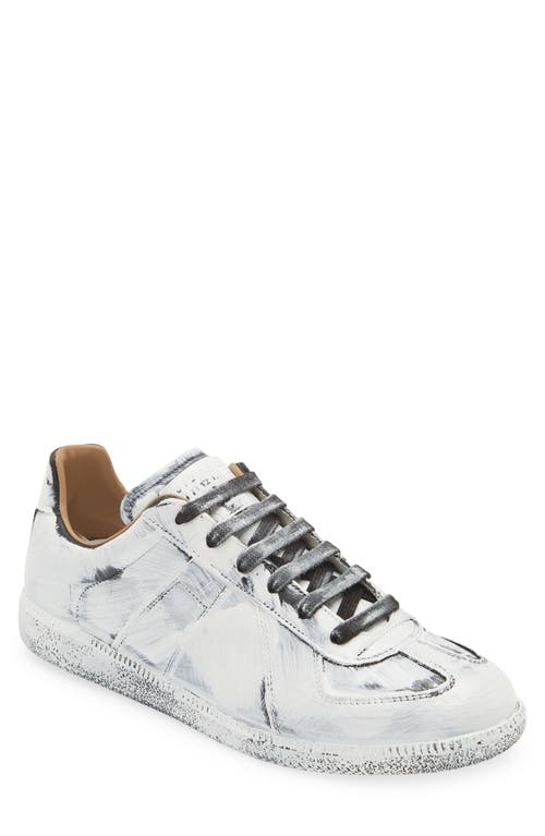 Shop Maison Margiela Replica Paint Low Top Sneaker In Black/glossy White