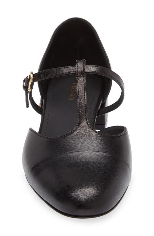 Shop Ferragamo Linette D'orsay T-strap Flat In Nero Nero Nero