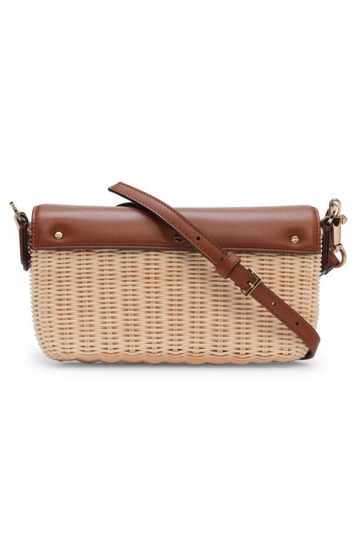 Shop Valentino Garavani Locò Woven Wicker & Leather Shoulder Bag In 43s Naturale/selleria