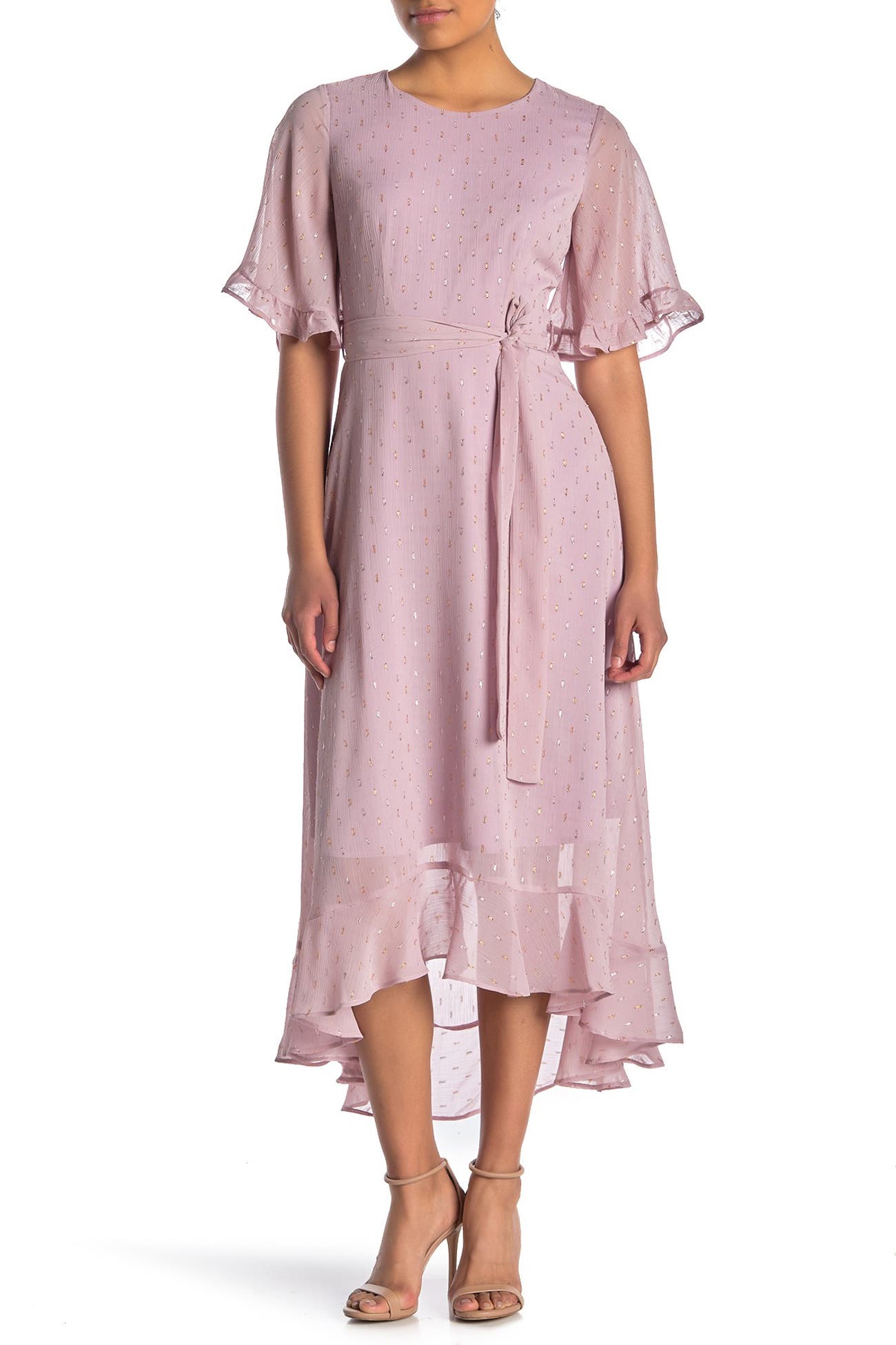 MELLODAY Elbow Sleeve Chiffon High/Low Maxi Dress Nordstrom Rack