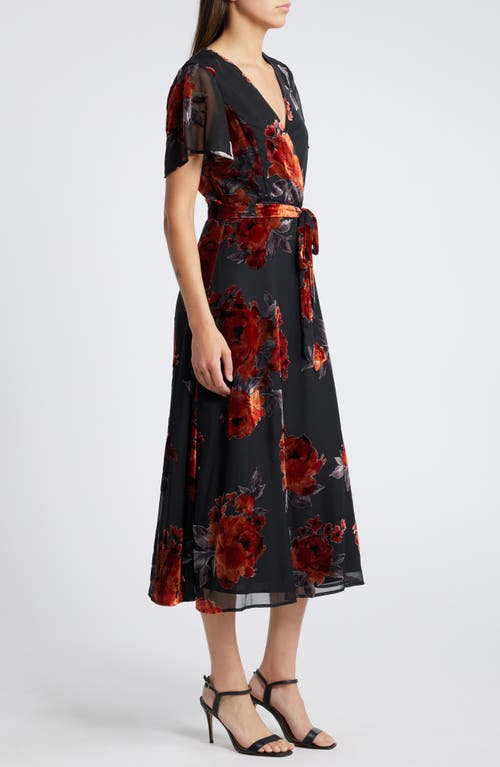 Shop Lulus Sweetest Impression Faux Wrap Midi Dress In Black Floral