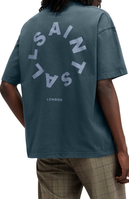 Shop Allsaints Tierra Logo Graphic T-shirt In Marine Blue
