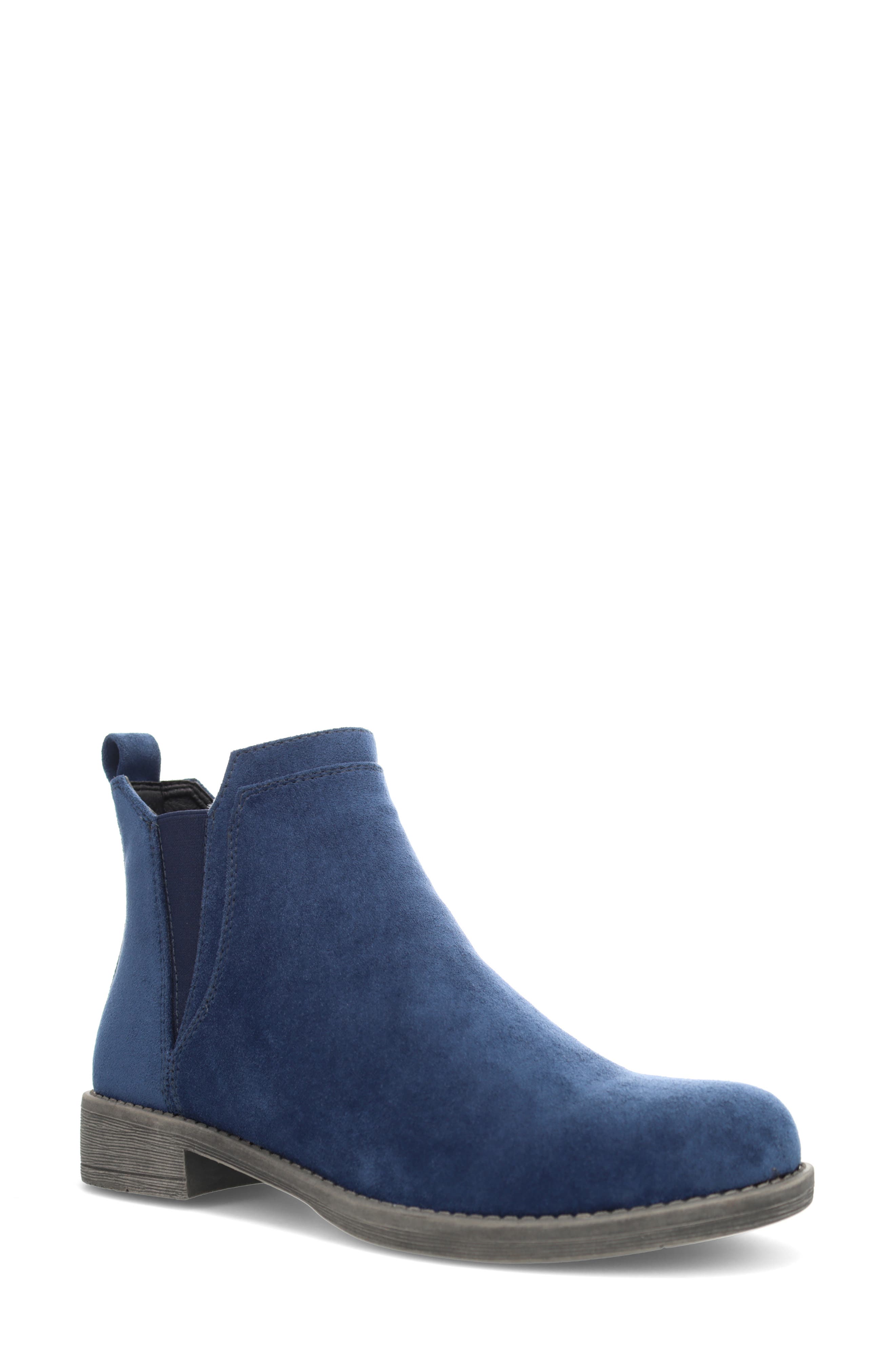 blue flat booties