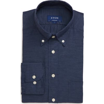 Eton Soft Casual Line Slim Fit Flannel Shirt, Blue