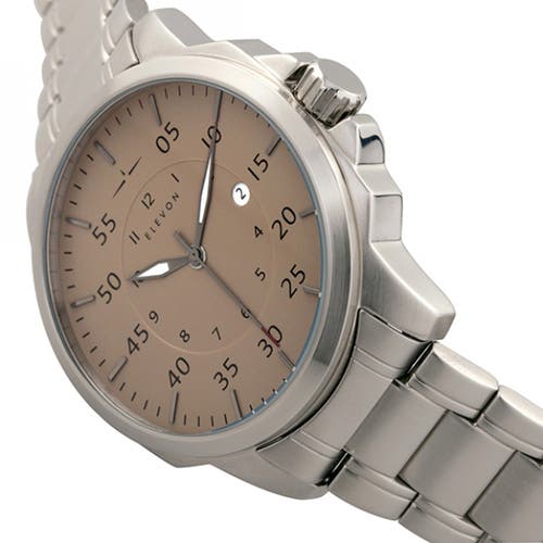 Elevon Hughes Bracelet Watch W/ Date In Silver/tan