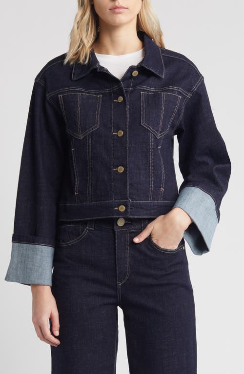 Wit & Wisdom Cuff Crop Denim Jacket In Indigo