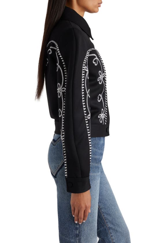 Shop Chloé Embroidered Puff Shoulder Wool Jacket In Black