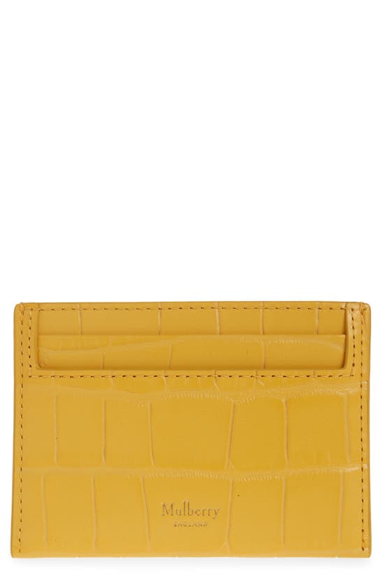 Mulberry Croc Embossed Leather Continental Card Case In Yellow