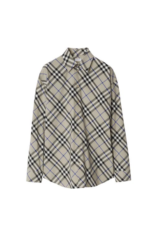 Shop Burberry Relaxed Fit Check Cotton Shirt In Lichen
