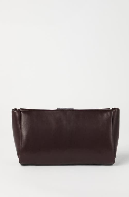 Shop Brunello Cucinelli Clutch With Shimmering Detail In Brown