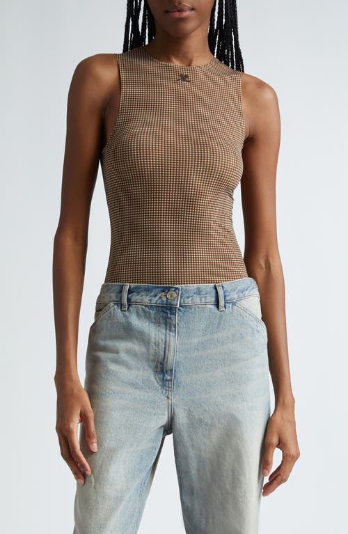 Courrèges Check Buckle Sleeveless Bodysuit In Brown