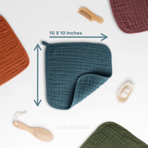 Comfy Cubs Muslin Washcloths In Neptune