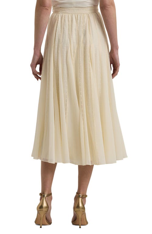 Shop Lauren Ralph Lauren Lace & Chiffon Midi Skirt In Mascarpone Cream