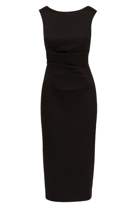 Aidan Mattox Stretch Mikado Cocktail Midi Dress In Black