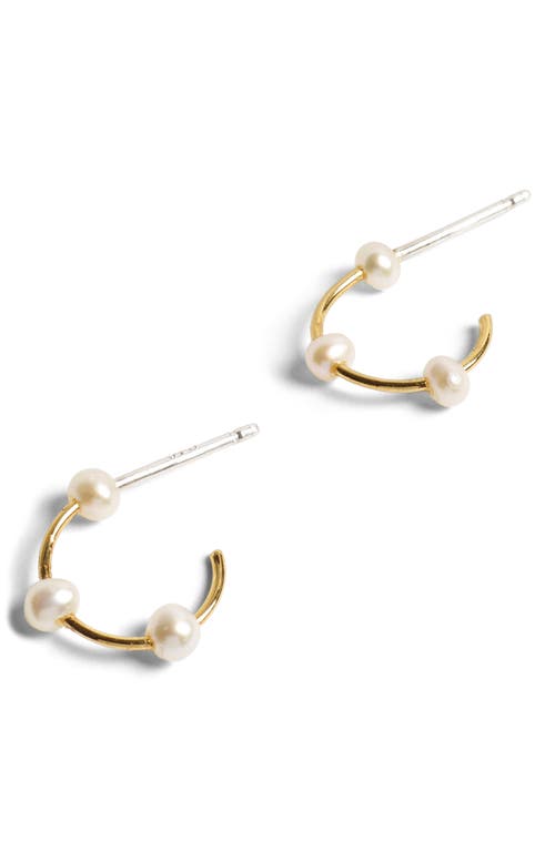 Demi-Fine Freshwater Pearl Hoop Earrings in 14K Gold