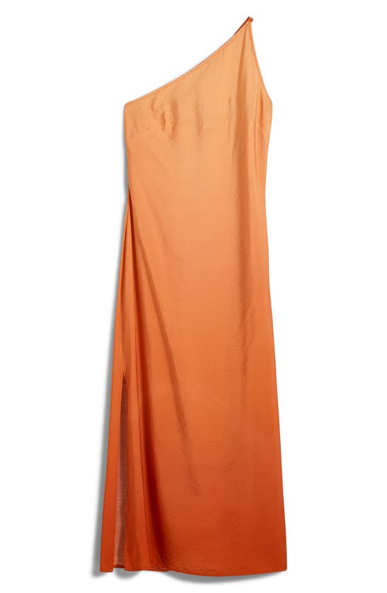 Shop Madewell One-shoulder Midi Slip Dress In Dark Copper