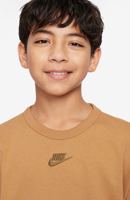 Shop Nike Kids' Sportswear Cotton T-shirt In Flax