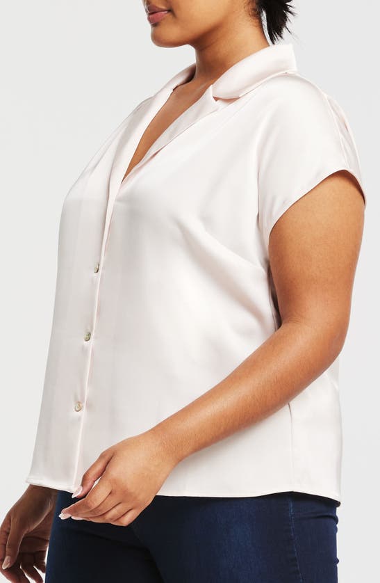 Shop Estelle Amber Satin Button-up Blouse In Blush
