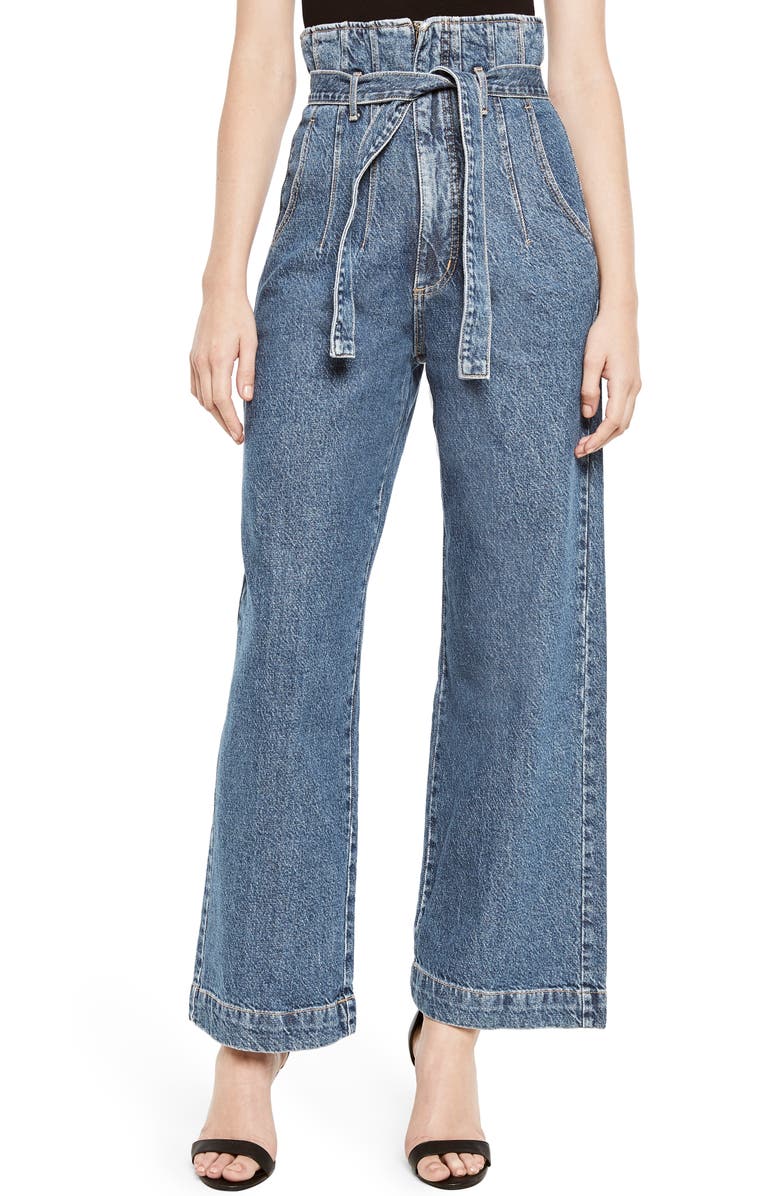 BARDOT Paperbag Wide Leg Jeans, Main, color, VINTAGE