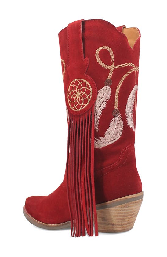 Dingo Day Dream Fringe Embroidered Western Boot In Red