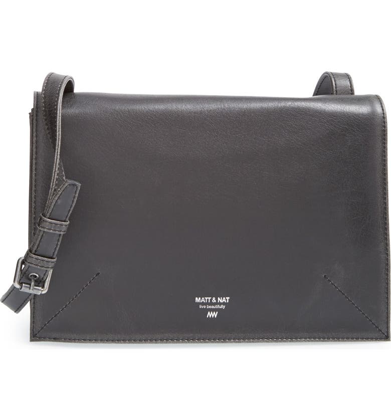MATT & NAT 'Tardy' Vegan Leather Crossbody Accordion Satchel, Main, color, Black