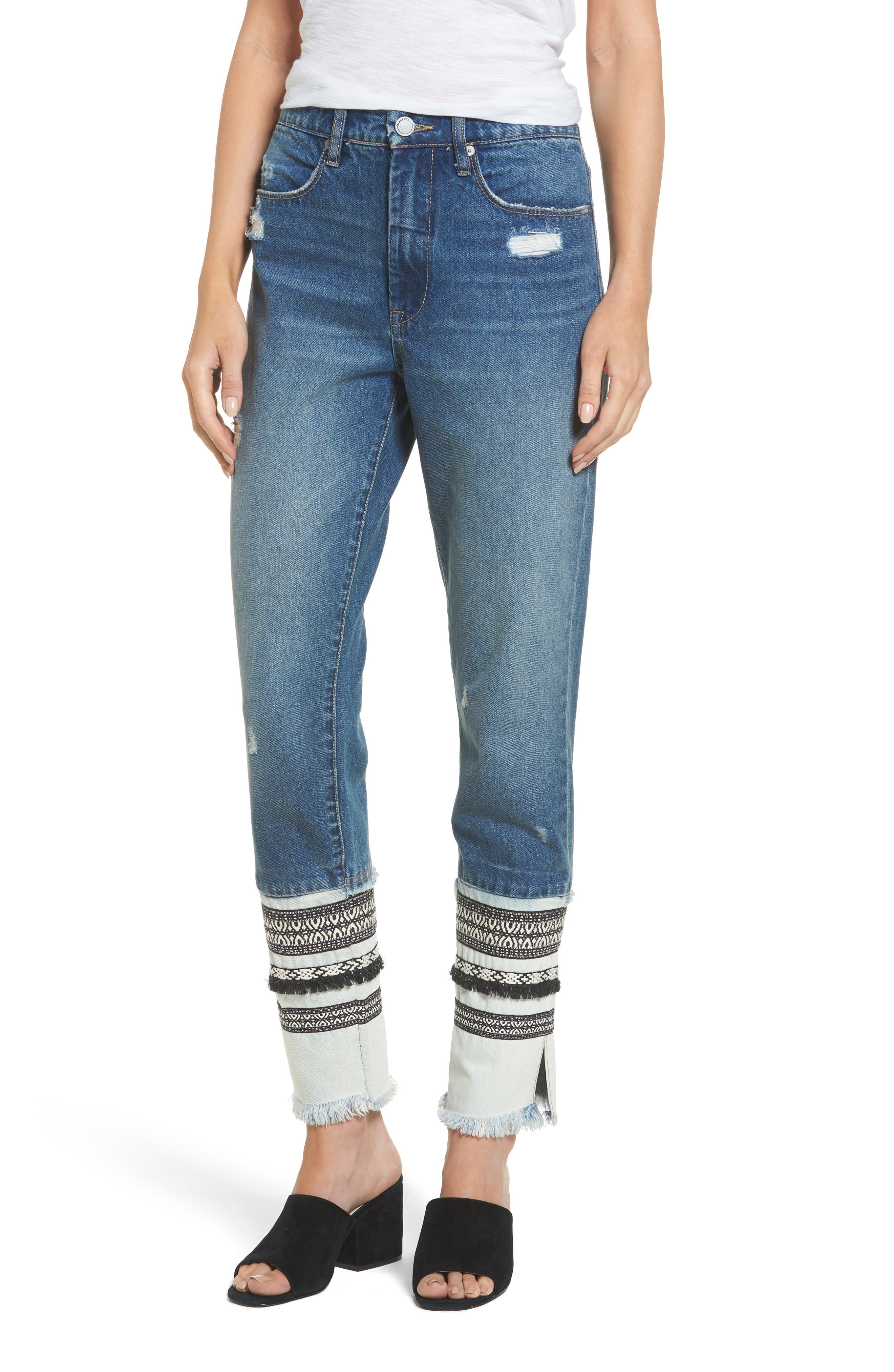 embellished straight leg jeans