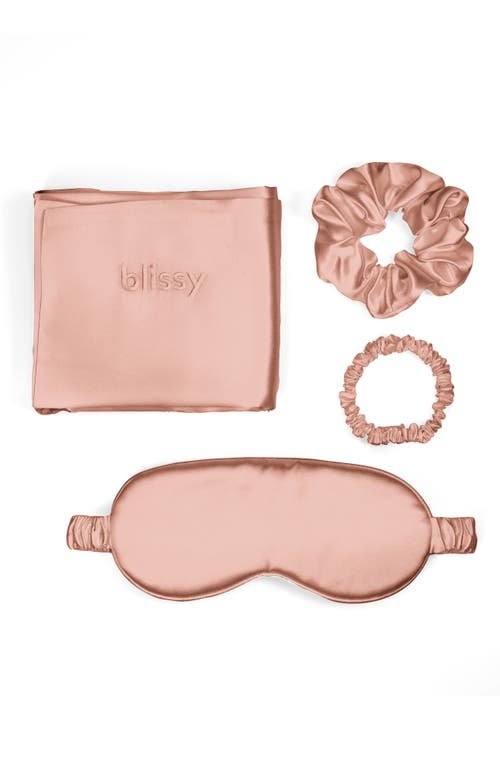 BLISSY Dream 4-Piece Mulberry Silk Set in Rose Gold at Nordstrom, Size King