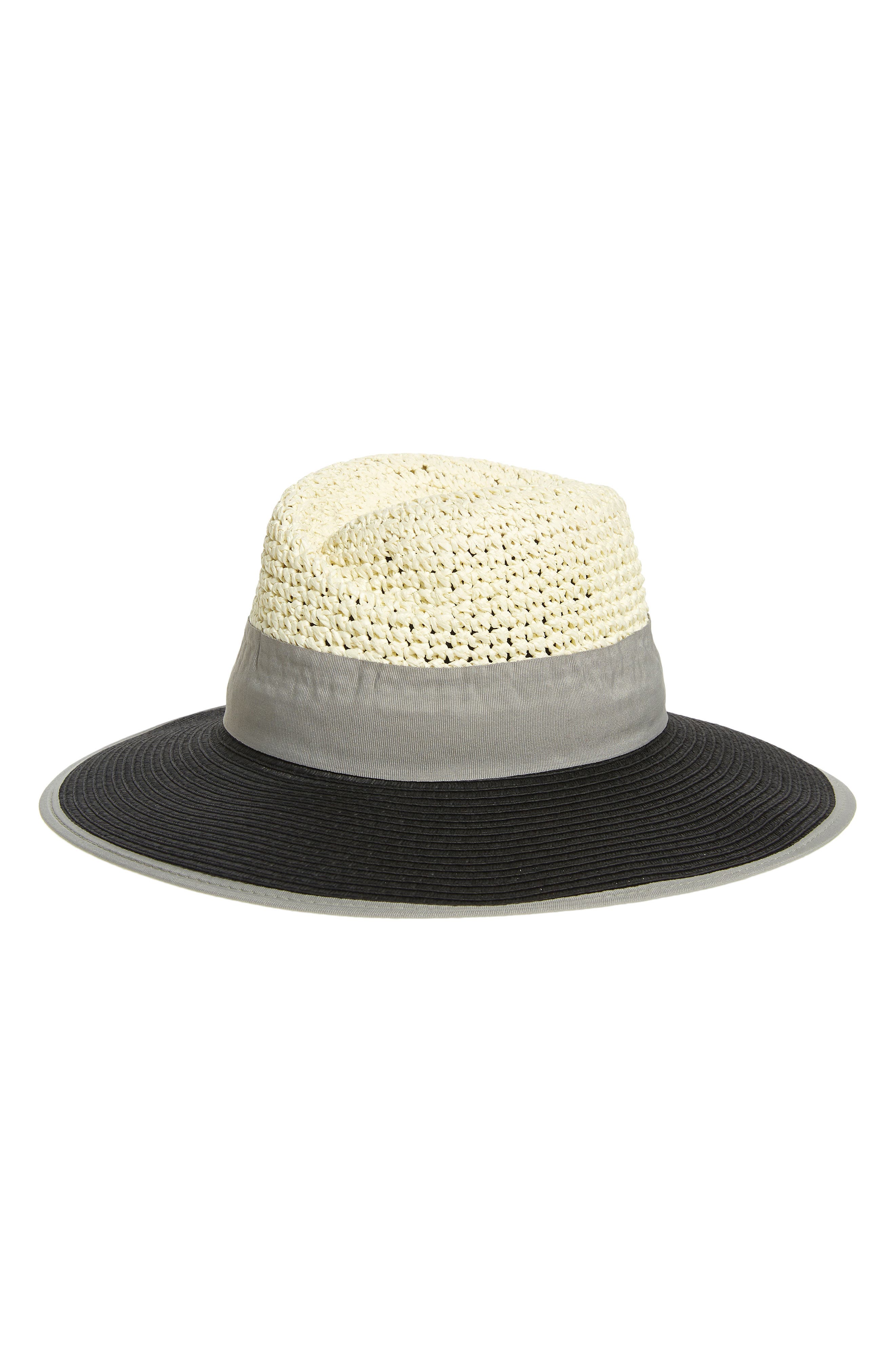 Ribbon Accent Panama Hat In Black Combo 